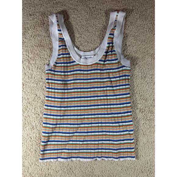 Madewell Tops - Madewell women’s rainbow striped wool blend tank top small